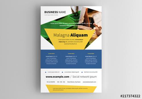 Business Flyer Layout with Triangle Photo Elements - 217374322