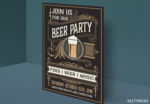Vintage Beer Party Flyer Layout - 217766183