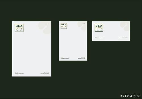 Envelope Layout Set with Green Gradient Box Element - 217945938