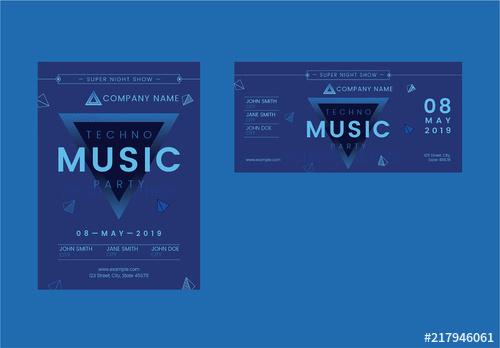 Flyer Layout Set with Blue Triangle Elements - 217946061