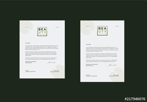 Letterhead Layout with Green Gradient Box Element - 217946076