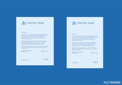 Letterhead Layout with Blue Triangle Elements - 217946088