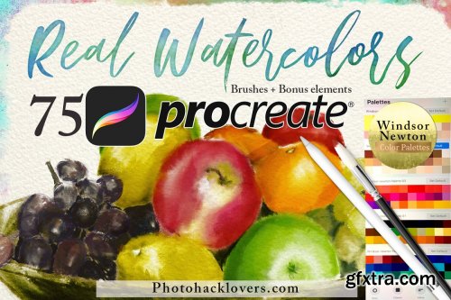 CreativeMarket - 75 Procreate Watercolor Brush Bundle 4313003