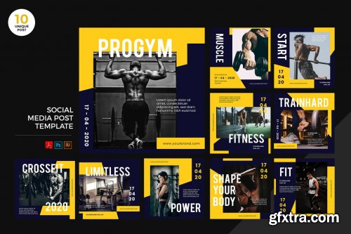 Gym Healthy Lifestyle Social Media Kit PSD & AI
