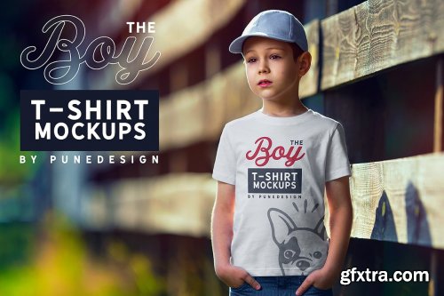 CreativeMarket - Boy T-Shirt Mock-Up Set 4345126