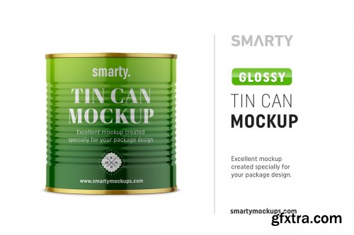 CreativeMarket - Glossy tin can mockup 4359485