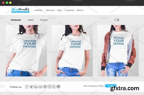 CreativeMarket - Female t-shirt Mockup-V-2-004 4180296