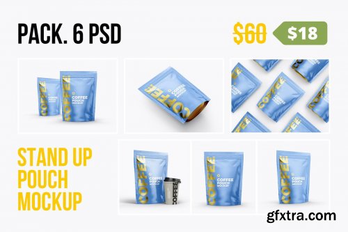 CreativeMarket - Stand-up pouch mockup. Pack 5 psd 4190350