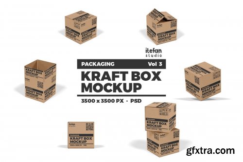 CreativeMarket - Kraft Box Mockup - Packaging Vol 3 4377843