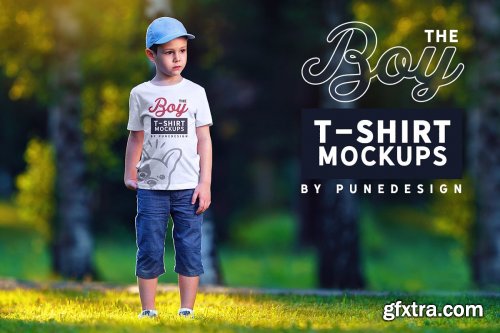 CreativeMarket - Boy T-Shirt Mock-Up Set 2 4345778