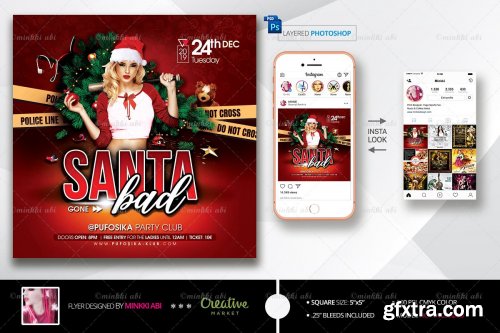 CreativeMarket - Bad Santa Flyer 4365592