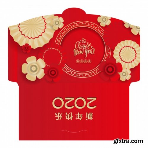 Chinese new year 2020 money red envelopes packet vector image