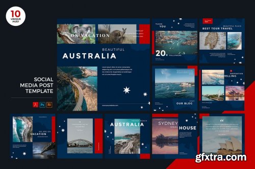 Travel To Australia Social Media Kit PSD & AI