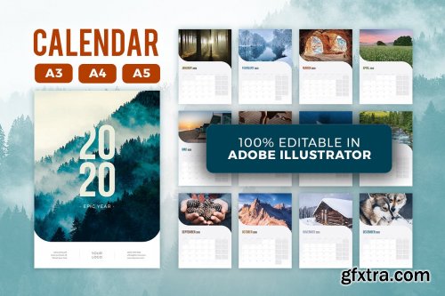 CreativeMarket - 2020 Calendar Template 4401115