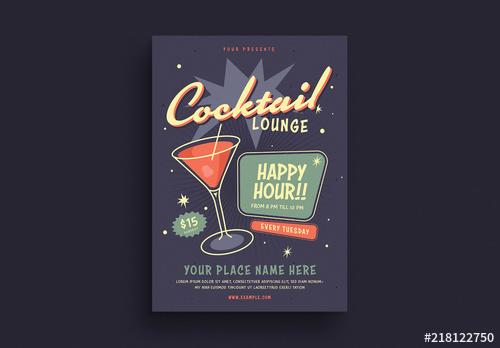 Cocktail Lounge Happy Hour Flyer Layout - 218122750