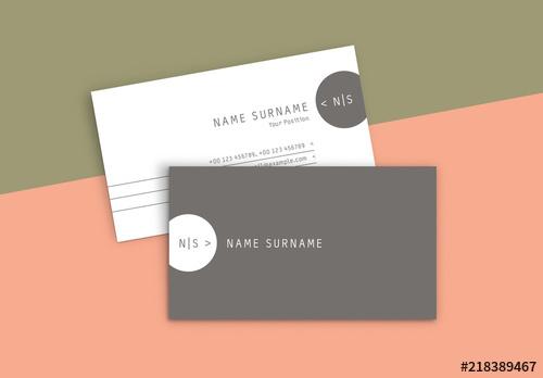 Business Card Layout with Circular Elements - 218389467