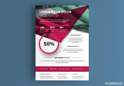 Business Flyer Layout with Red and Green Diagonal Overlay - 218803222