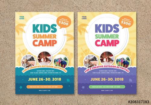 Kids Summer Camp Flyer Layout - 208317183