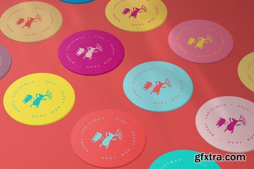 Round Cards Stickers Mock-Ups Vol1
