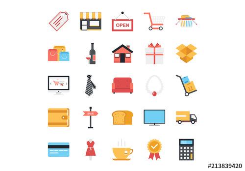 Shopping and Commerce Icons - 213839420