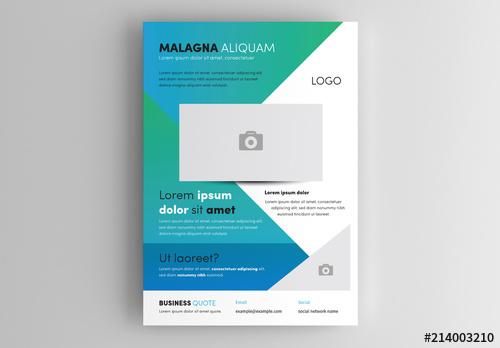 Business Flyer Layout wth Blue and Green Accents - 214003210