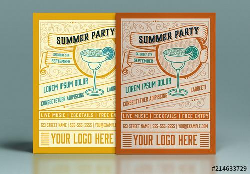 Vintage Summer Party Flyer Layout - 214633729