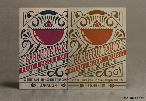 Vintage Barbecue Party Invitation Layout - 214633775
