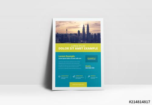 Business Flyer Layout with Lime Green Accents - 214814817