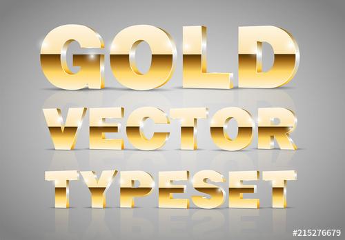 Gold Metallic 3D Typeset - 215276679