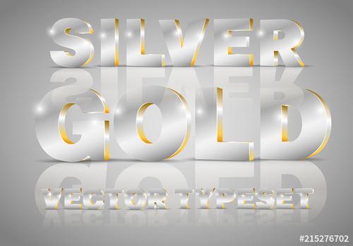 Silver and Gold Accent Metallic 3D Typeset - 215276702