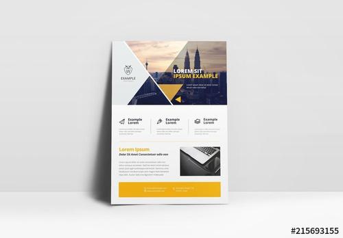 Business Flyer Layout with Yellow Accents - 215693155