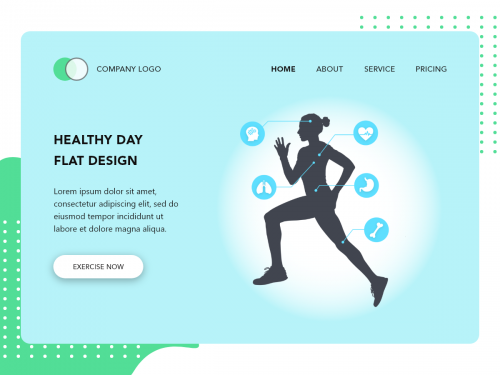 Healthy Day flat concept design for Landing page