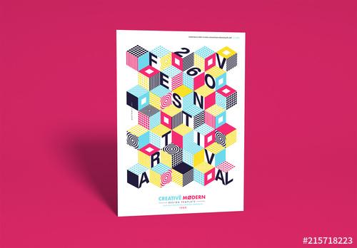 Flyer Layout with Isometric Cubes - 215718223