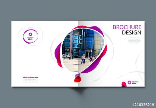 Square Cover Layout with Red and Purple Elements - 216336219