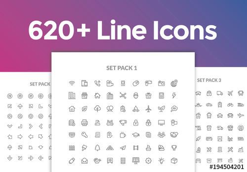 620 Line Art Icons Set - 194504201