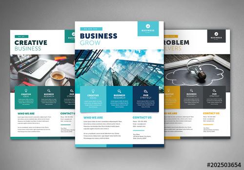 Business Flyer Layout with Colorful Squares - 202503654