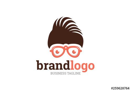 Logo Layout with Hair and Glasses - 259628764