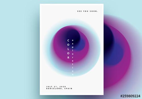 Abstract Poster Layout with Blue and Purple Gradient Blurred Circle - 259809224
