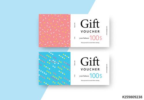 Abstract Gift Voucher with Colorful Patterns - 259809238