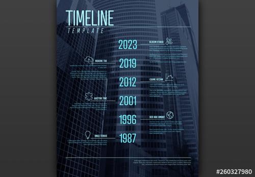 Timeline Layout with Blue Accents and City Background - 260327980