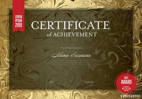 Certificate of Achievement with Golden Marble Background - 260538908