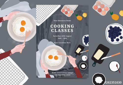 Cooking Classes Layout with Illustrative Accents - 262351630