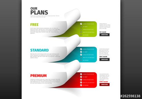 Product Service Plan Price Comparison Layout with Sticker Accents - 262598138