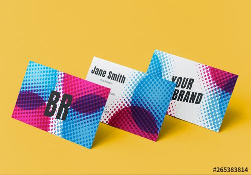 Business Card Layout with Pop Art Elements - 265383814