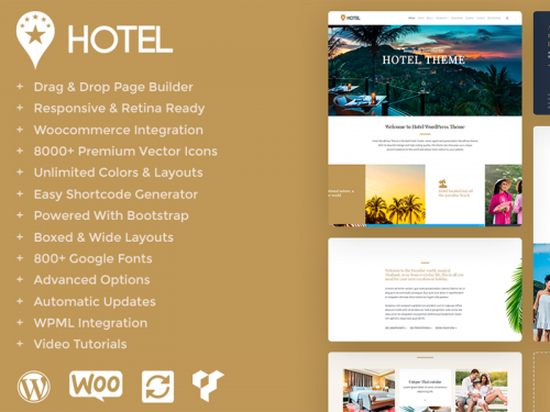 Hotel WordPress Theme - Responsive Website Builder