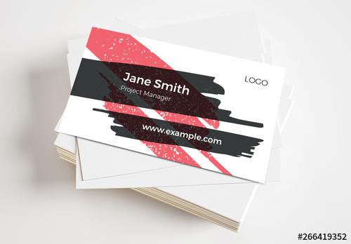 Business Card Layout with Paintbrush Accent Layout - 266419352