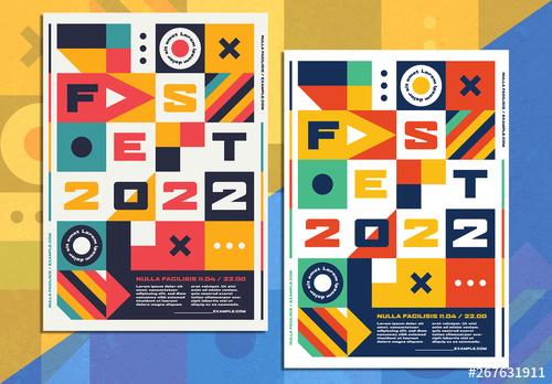 Flyer Layout with Multicolored Geometric Shapes - 267631911