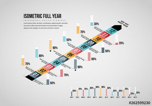 Isometric Full Year Infographic - 262599230