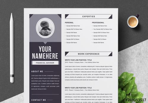 Resume Set with Gray and Black Accents - 269053517