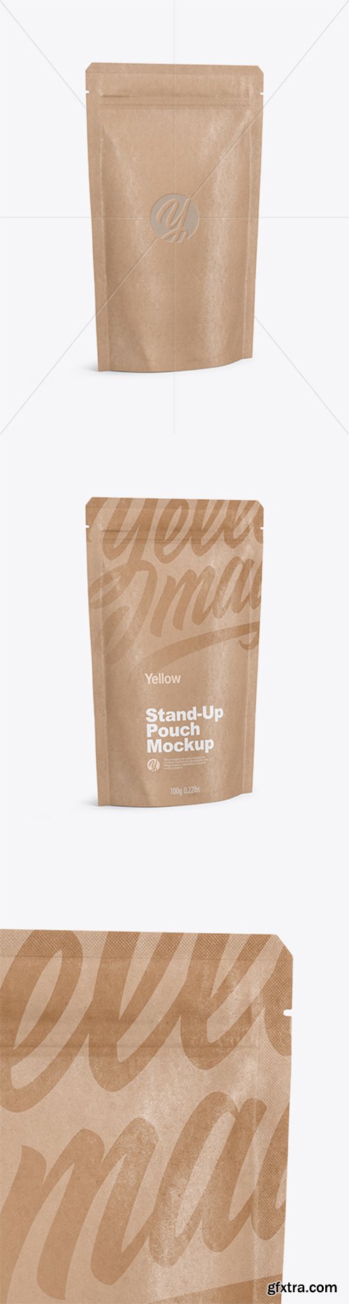 Kraft Stand Up Pouch with Zipper Mockup - Half Side View 51174